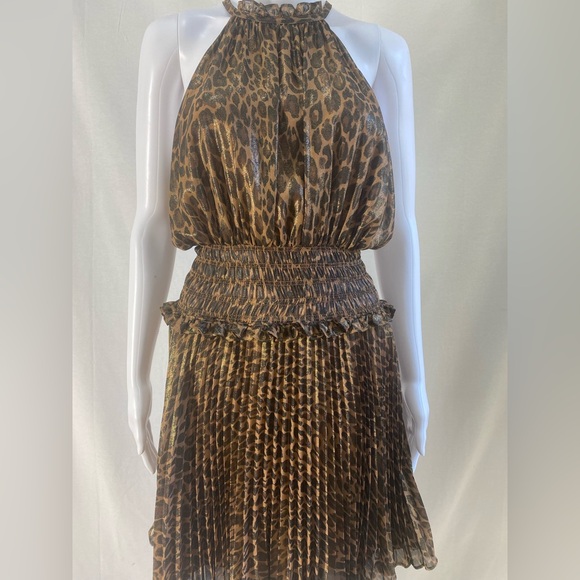 BCBG Max Azaria animal print/leopard printed smocked waisted halter dress - Picture 7 of 14